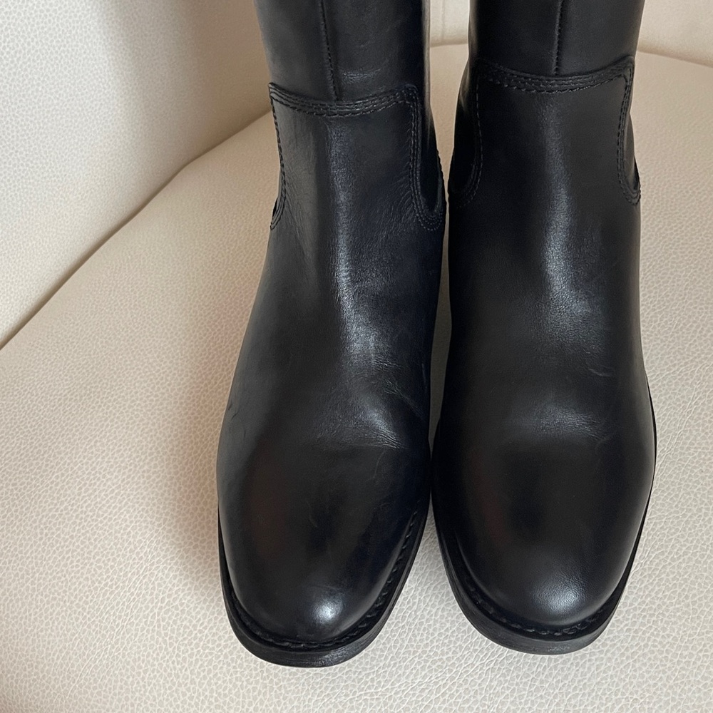 NEW Franco Sarto Meyer Knee High Boots TwoTone Black and Brown Tall Riding Boots - Picture 5 of 12